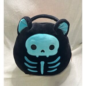 Squishmallows Stump Black Bat Cat 12 "Skeleton Halloween Candy Pail Plush Bag